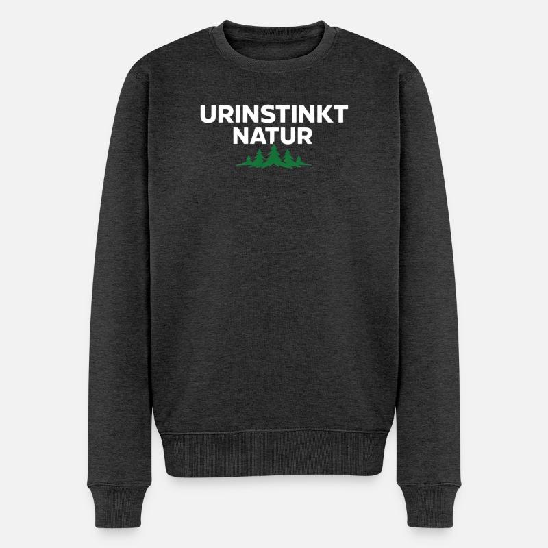 Urinstinkt Natur – Starkes Natur Statement - Männer Premium Bio Pullover - Anthrazit meliert