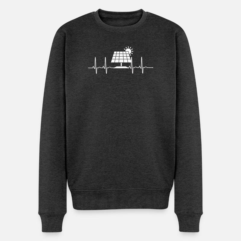 EKG Solarenergie PV Strom Herzlinie erneuerbar - Männer Premium Bio Pullover - Anthrazit meliert