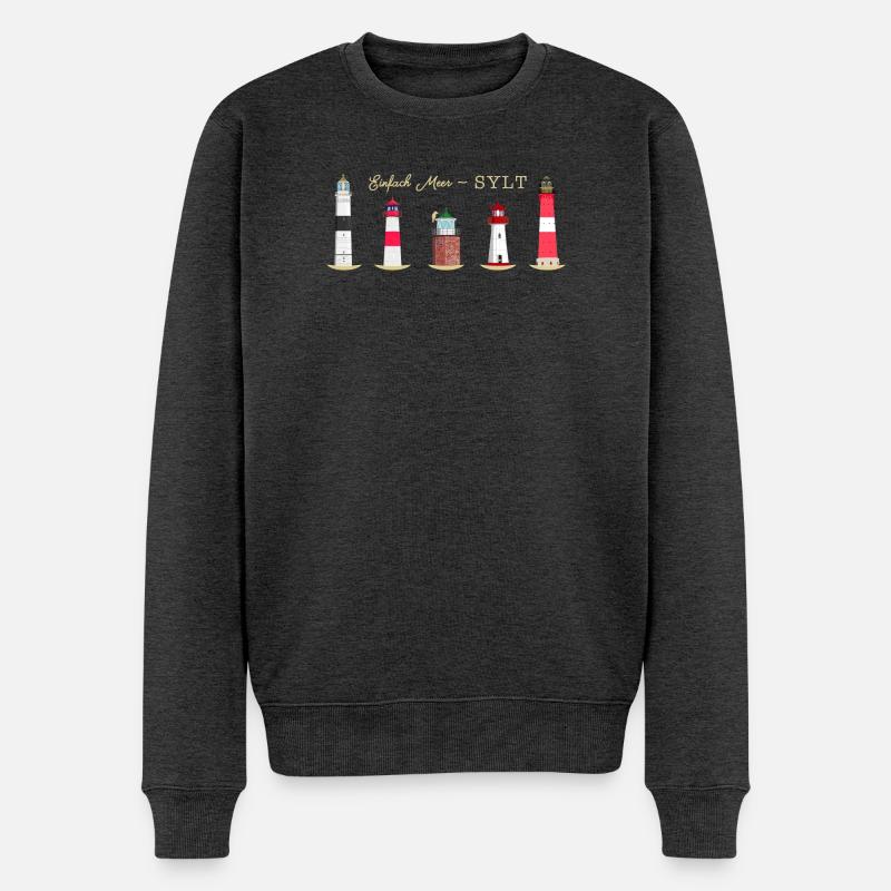Sylter Leuchttürme - Männer Premium Bio Pullover - Anthrazit meliert