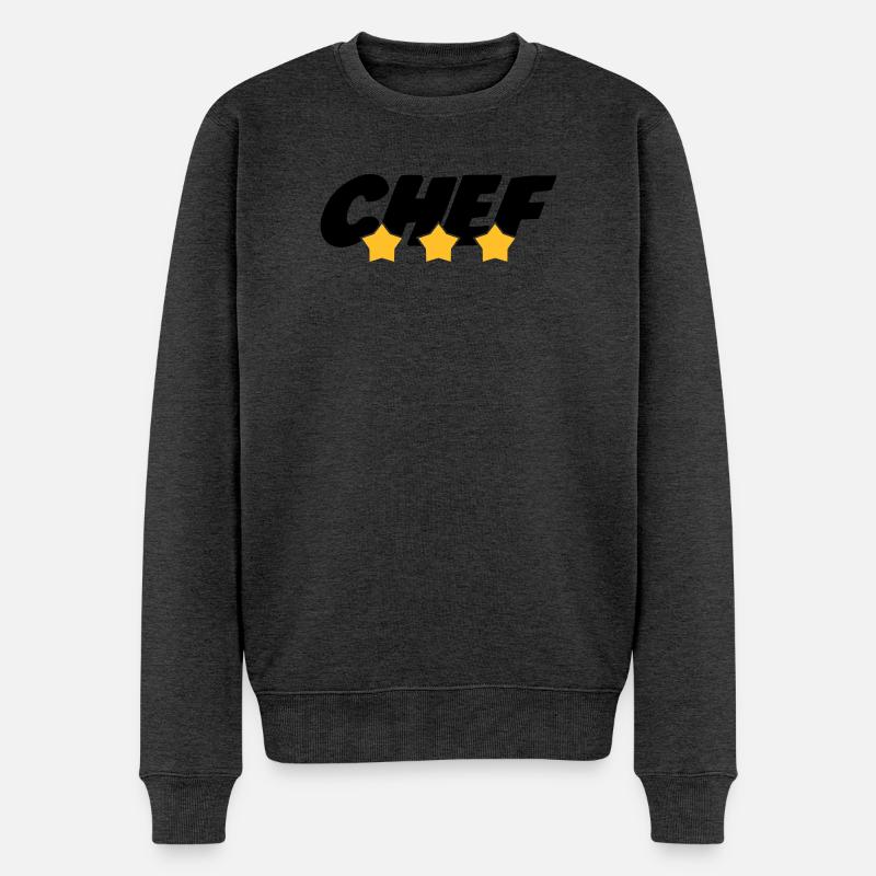 Chef cooking - Pull Premium bio Homme - anthracite chiné