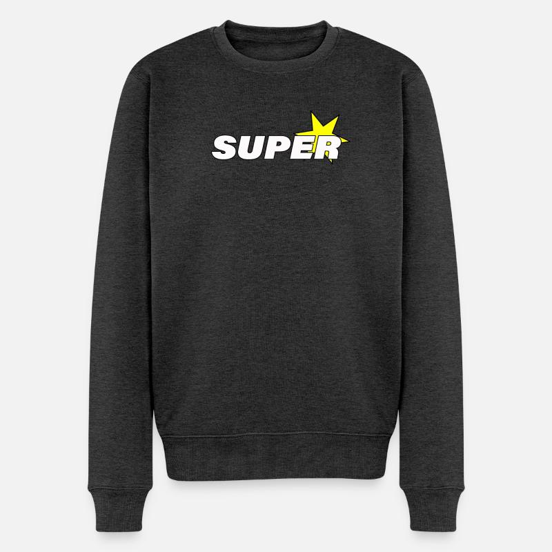 SUPER STAR - Männer Premium Bio Pullover - Anthrazit meliert
