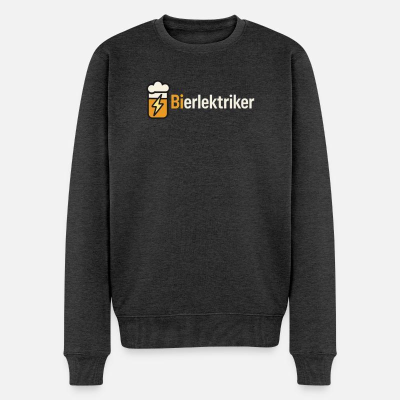 Bierblitz Illustration: Wolke & Blitze - Männer Premium Bio Pullover - Anthrazit meliert