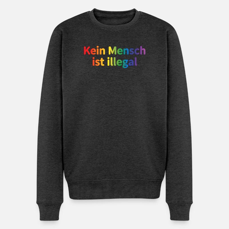 Kein Mensch ist illegal Regenbogen - Männer Premium Bio Pullover - Anthrazit meliert