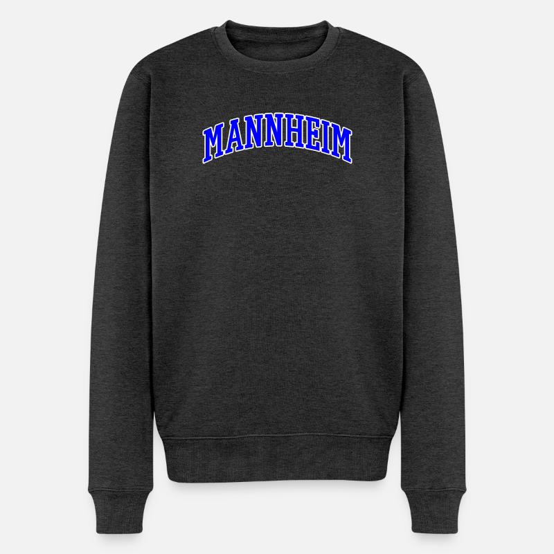 Mannheim Schriftzug Blau Weiß - Männer Premium Bio Pullover - Anthrazit meliert