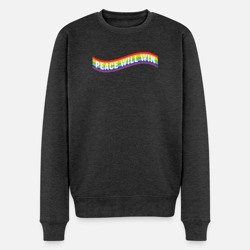 Peace will win Flag - Männer Premium Bio Pullover - Anthrazit meliert