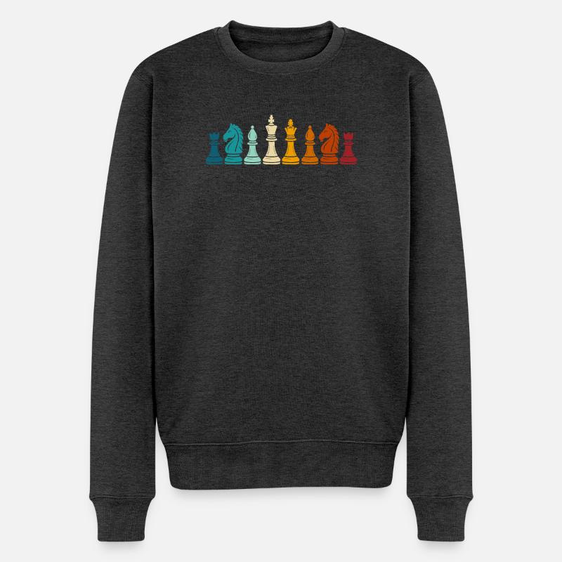 Regenbogenschach-Spielfiguren - Männer Premium Bio Pullover - Anthrazit meliert