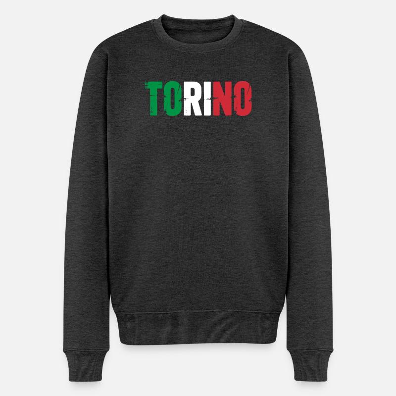 Torino Italien - Männer Premium Bio Pullover - Anthrazit meliert