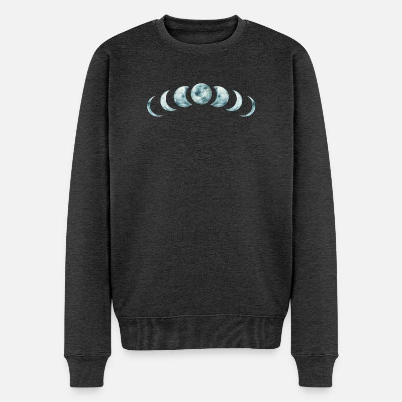 Mondphasen Mystisches Lunar Design - Männer Premium Bio Pullover - Anthrazit meliert
