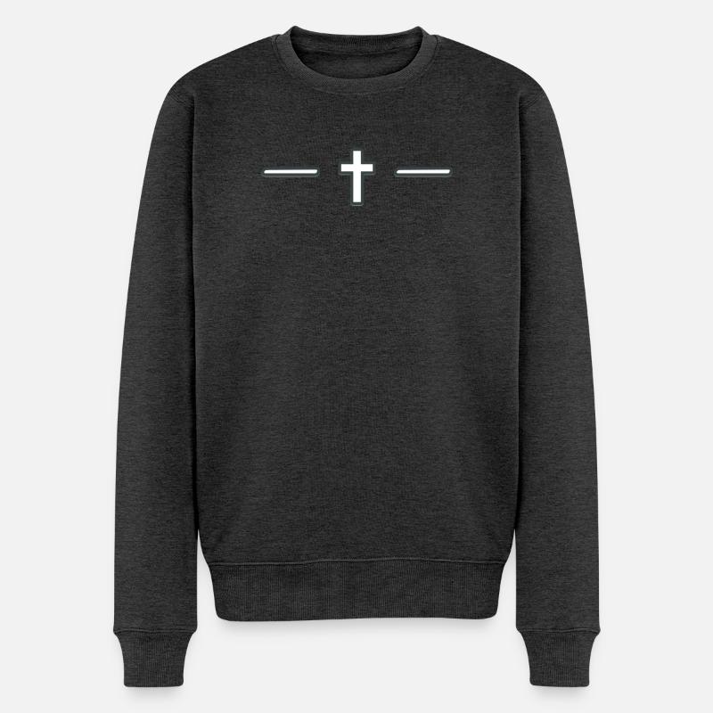 Motif de ligne croisée centrée - Pull Premium bio Homme - anthracite chiné