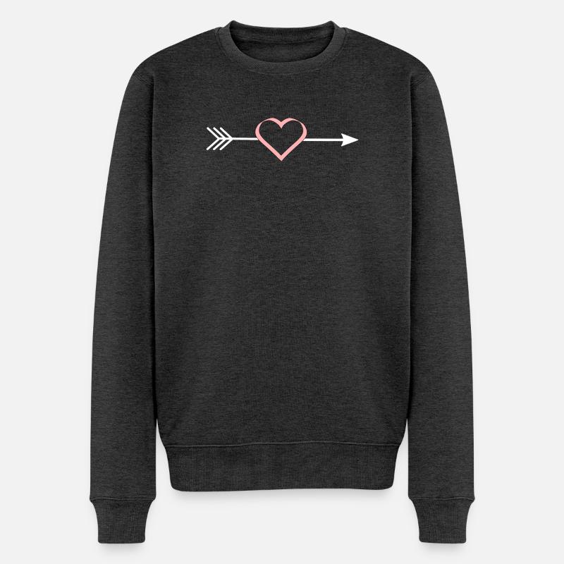 pinkes Herz rosa rot Pfeil Herzen Valentinstag - Männer Premium Bio Pullover - Anthrazit meliert