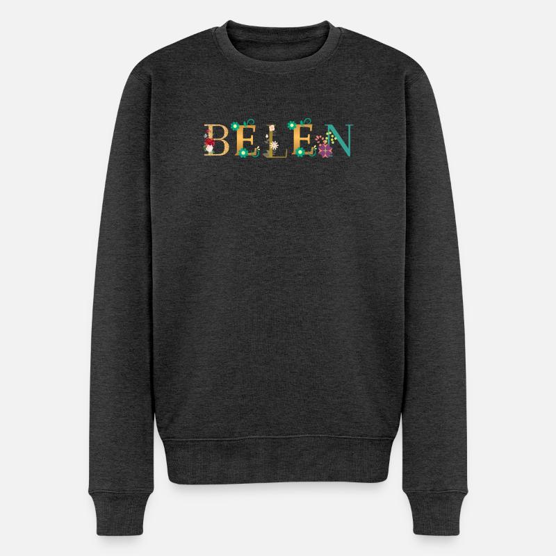 BELEN Name mit Blumen geschmückt - Männer Premium Bio Pullover - Anthrazit meliert