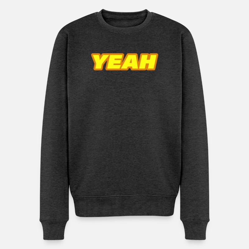 YEAH - Männer Premium Bio Pullover - Anthrazit meliert