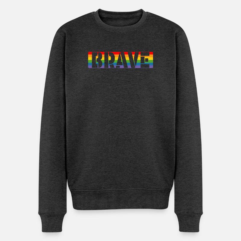 LGBT pride Rainbow Tshirt brave - Männer Premium Bio Pullover - Anthrazit meliert