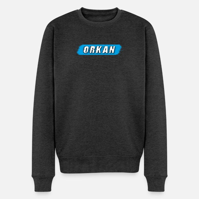 Orkan Schriftzug - Männer Premium Bio Pullover - Anthrazit meliert