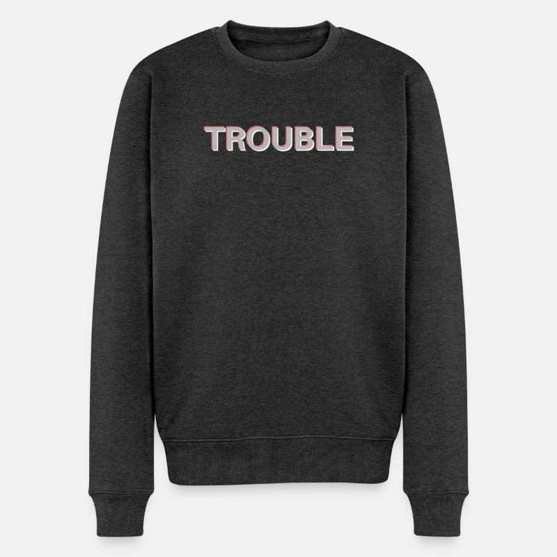 Trouble - Männer Premium Bio Pullover - Anthrazit meliert