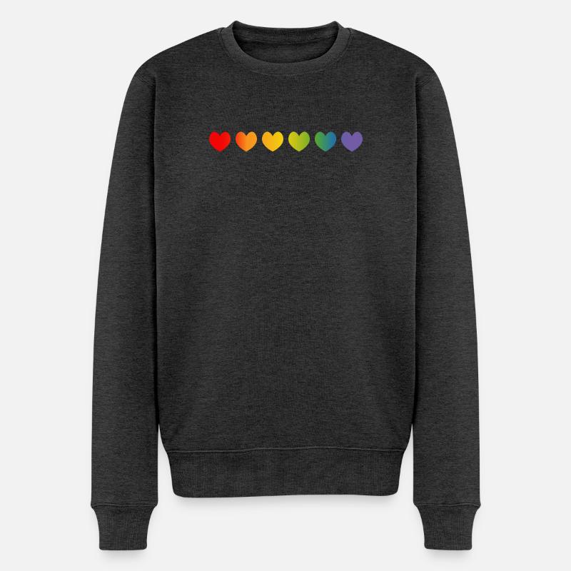 Regenbogenherzchen Verlauf - Männer Premium Bio Pullover - Anthrazit meliert