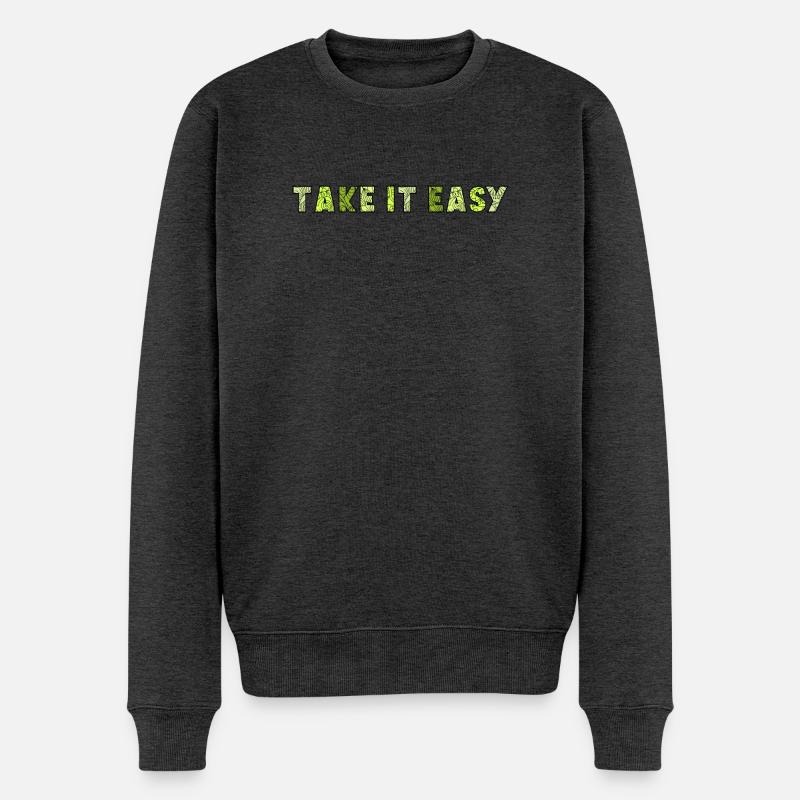 Take It Easy - Männer Premium Bio Pullover - Anthrazit meliert