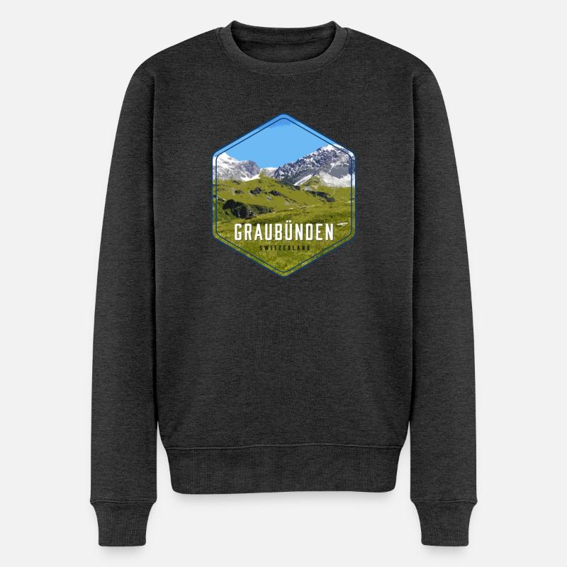 Graubünden Alpenpanorama - Männer Premium Bio Pullover - Anthrazit meliert