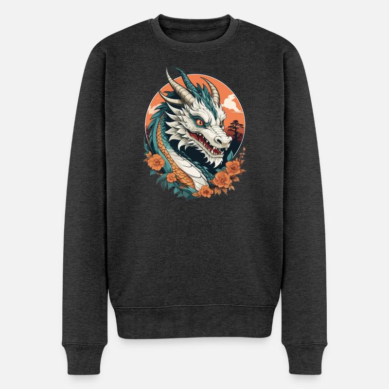 Chinesischer Drache - Männer Premium Bio Pullover - Anthrazit meliert