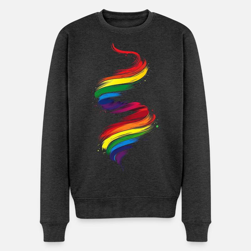 Abstraktes Regenbogen Pride Tornado Design - Lebendig - Männer Premium Bio Pullover - Anthrazit meliert