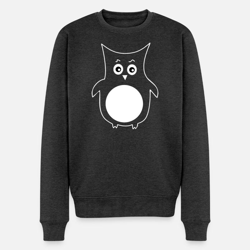 hibou blanc oiseau blanc - Pull Premium bio Homme - anthracite chiné