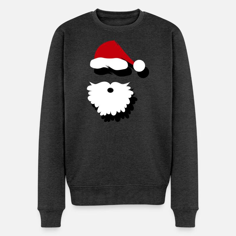 Minimalistischer Weihnachtsmann Hut & Bart - Männer Premium Bio Pullover - Anthrazit meliert