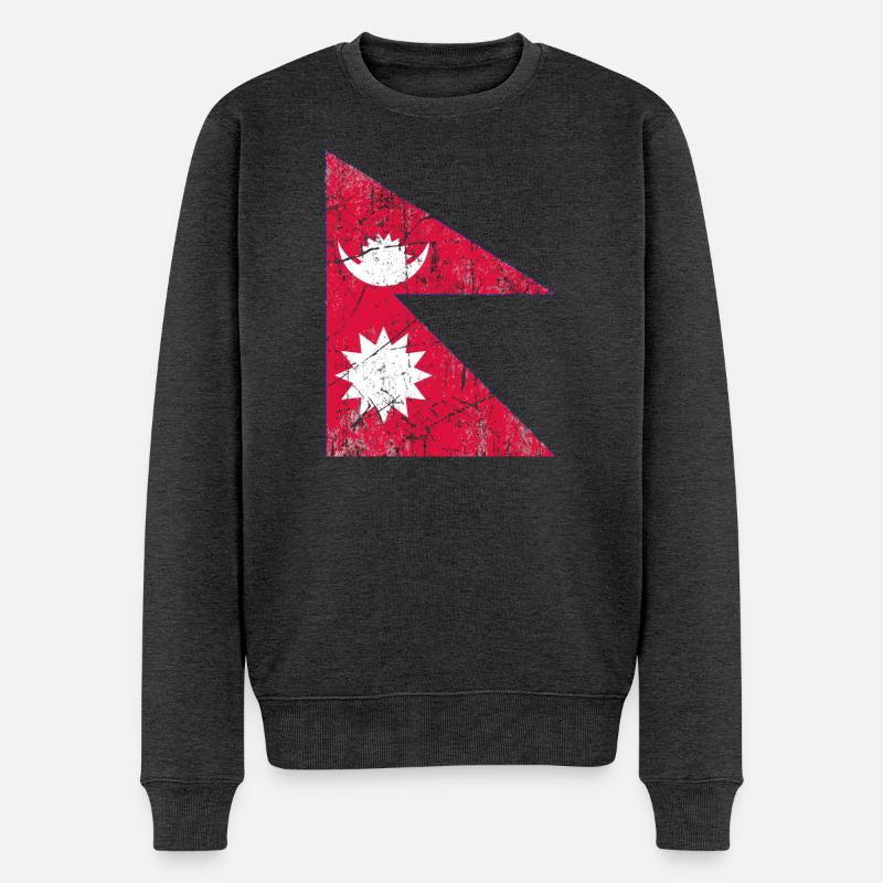 Drapeau du Népal drapeau Fahne Flagge drapeau bandera - Pull Premium bio Homme - anthracite chiné