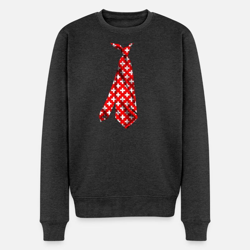 cravate imprimée design drôle drapeau de la Suisse - Pull Premium bio Homme - anthracite chiné