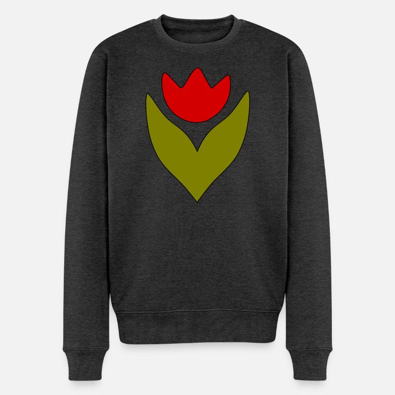 Blume rot rote Blume Blumen Tulpe rot - Männer Premium Bio Pullover - Anthrazit meliert