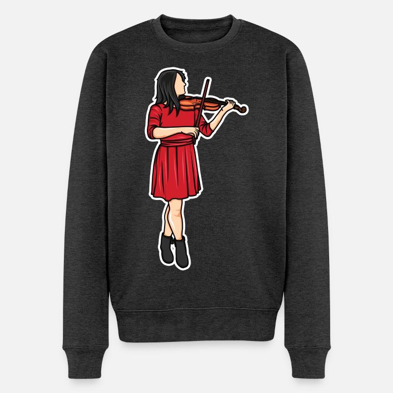 Dessin de violoniste - Pull Premium bio Homme - anthracite chiné