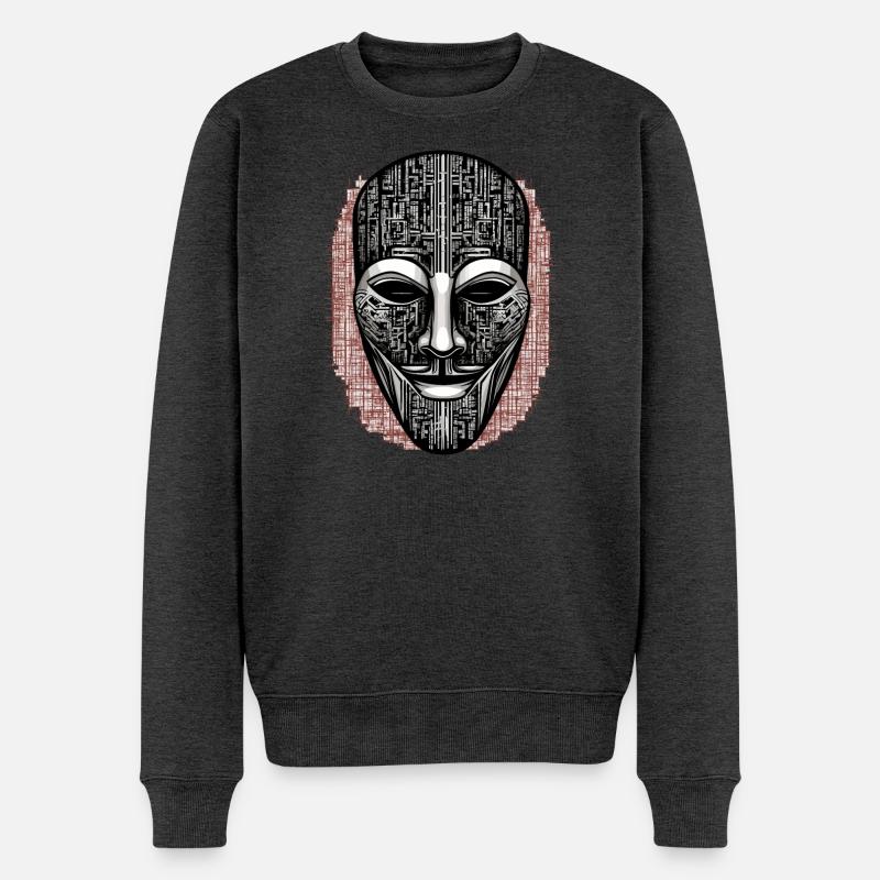 Anonymous Hacker Maske - Männer Premium Bio Pullover - Anthrazit meliert