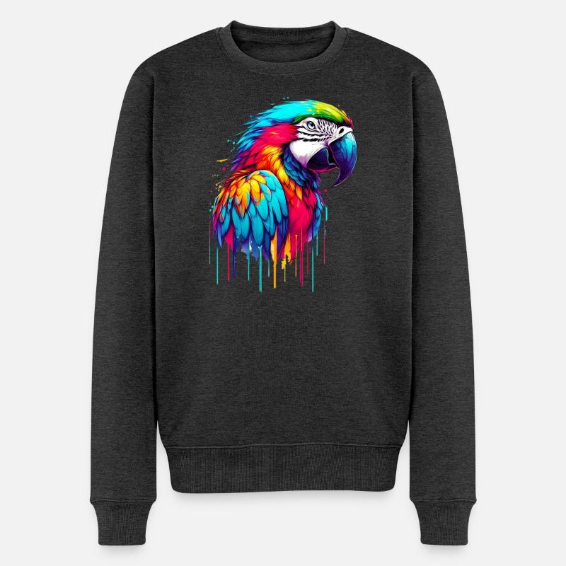 Papagei - Männer Premium Bio Pullover - Anthrazit meliert