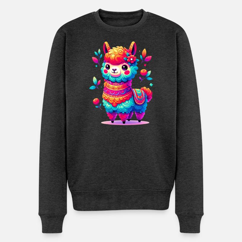 Alpaka - Männer Premium Bio Pullover - Anthrazit meliert