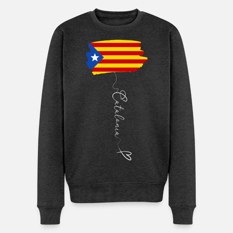 Drapeau Catalogne Estelada Blava Fierté Catalane - Pull Premium bio Homme - anthracite chiné