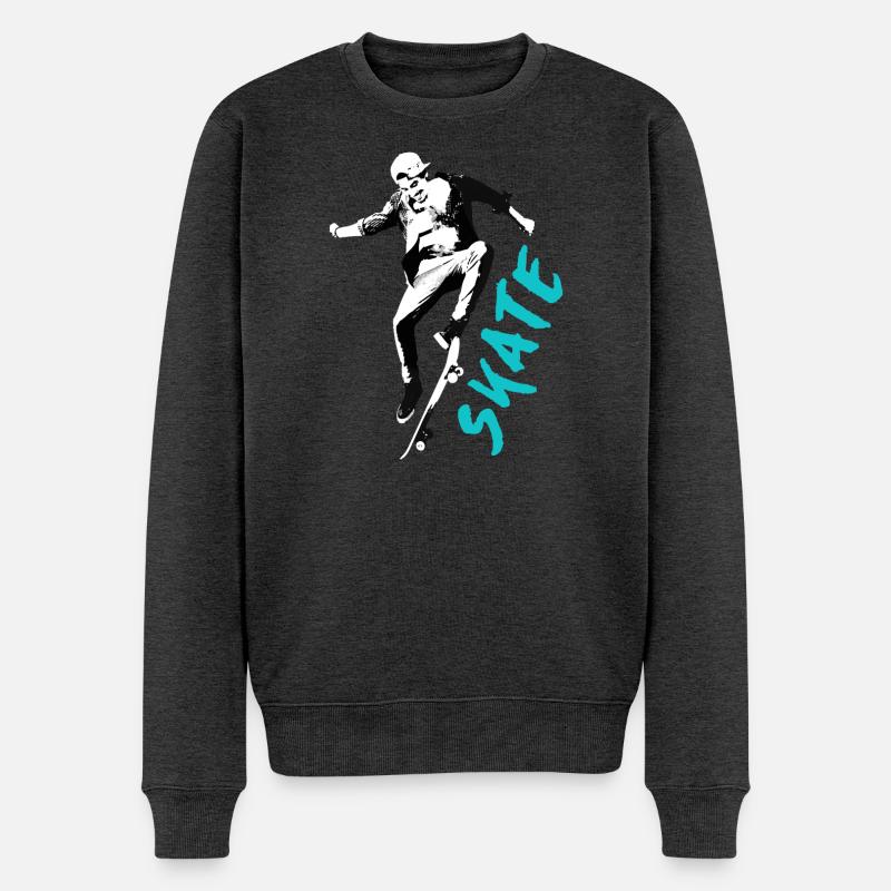 SKATE TSHIRT 2024 - Männer Premium Bio Pullover - Anthrazit meliert