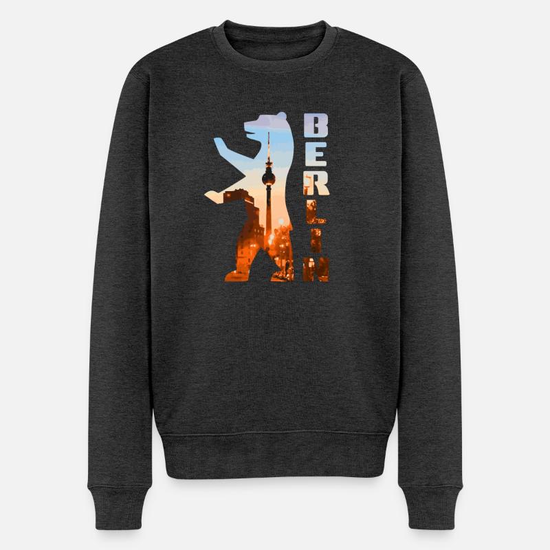 Silhouette d’ours de Berlin - Pull Premium bio Homme - anthracite chiné