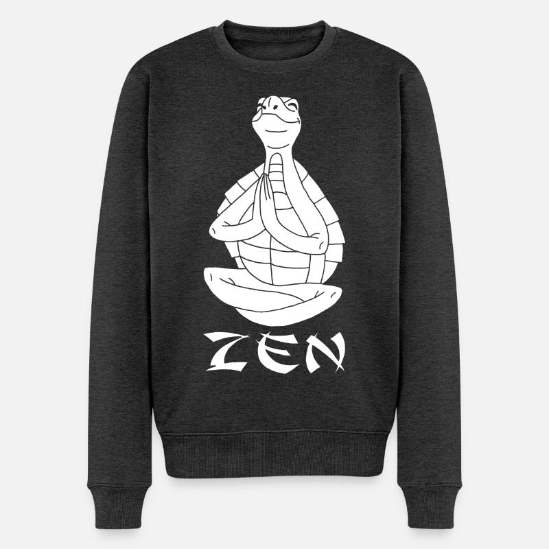 Yogi Schildkröte (Weiß) - Männer Premium Bio Pullover - Anthrazit meliert