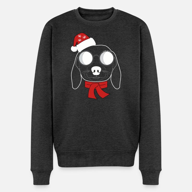 Frohe Weihnachten !!! X-MAS Motiv Dackel - Männer Premium Bio Pullover - Anthrazit meliert