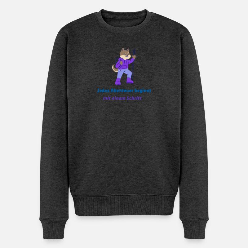 Toute aventure commence par un pas - Pull Premium bio Homme - anthracite chiné