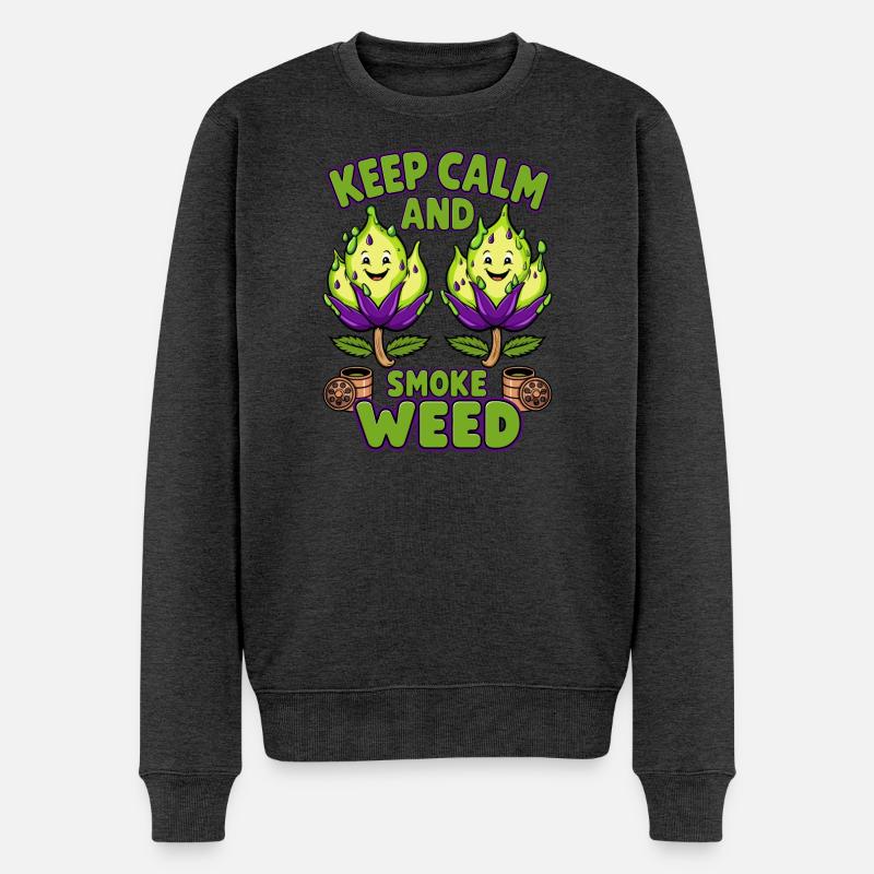 Drôles de fleurs d’herbe - Pull Premium bio Homme - anthracite chiné