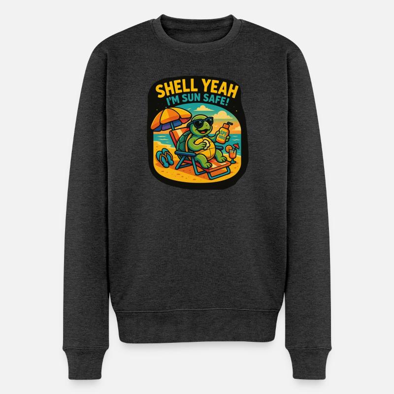 Shell Yeah – Sun Safe Turtle - Männer Premium Bio Pullover - Anthrazit meliert