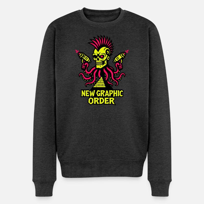 NGO Skull Punk - Männer Premium Bio Pullover - Anthrazit meliert