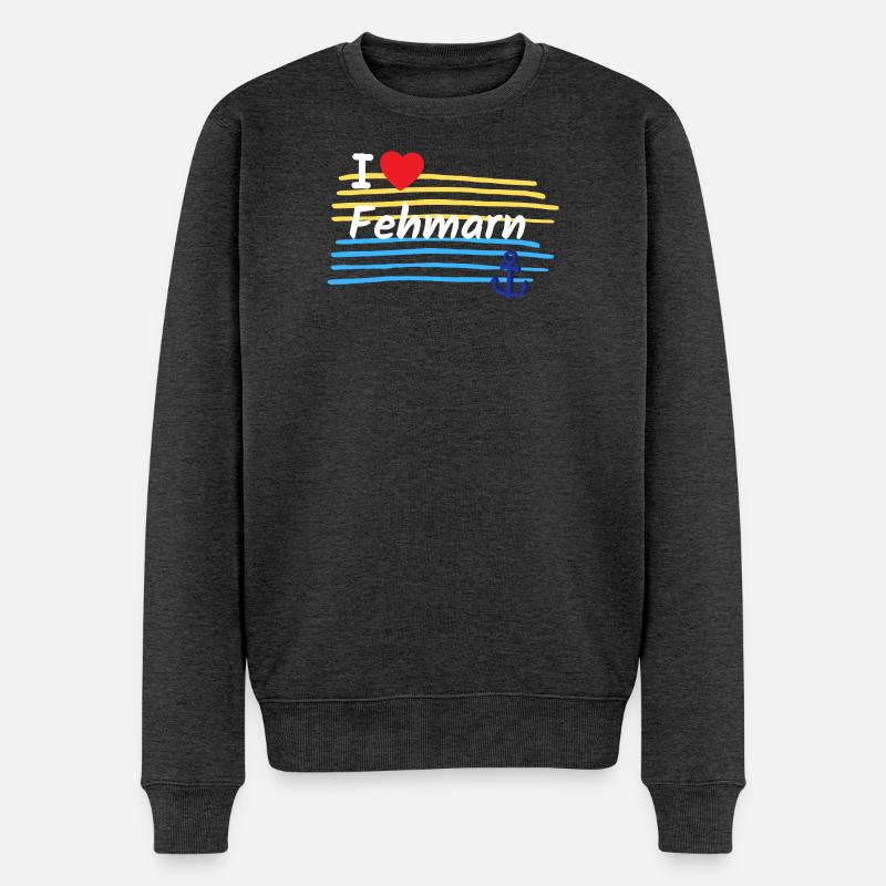 Ich liebe Fehmarn Küstenlook - Männer Premium Bio Pullover - Anthrazit meliert