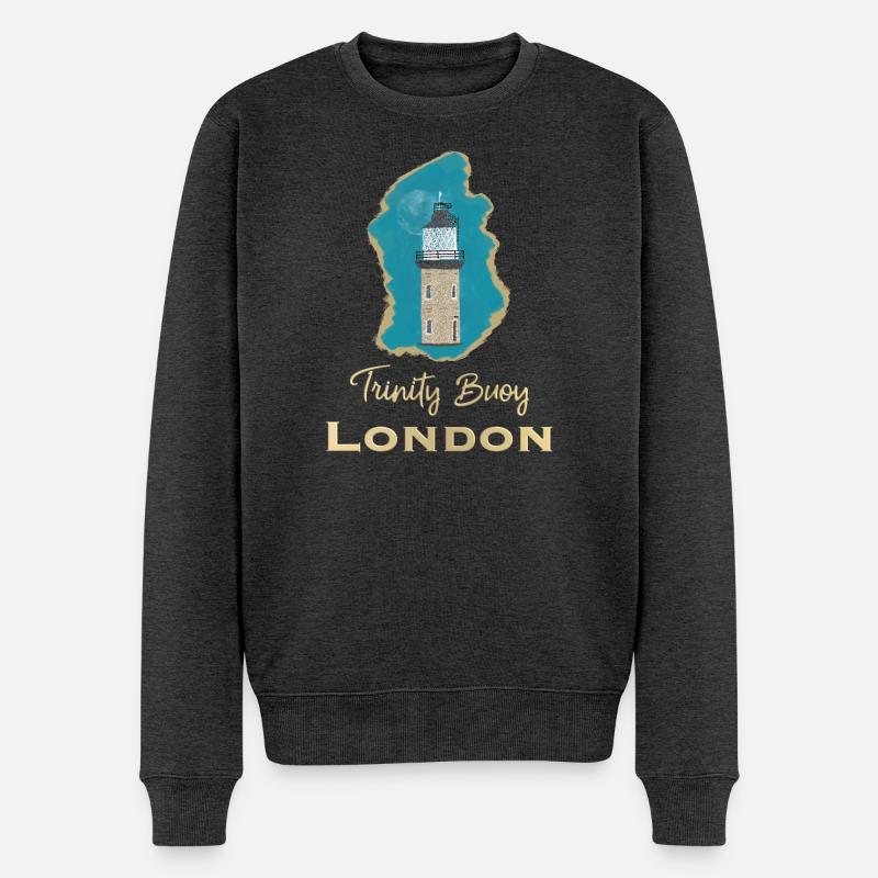 London, Leuchtturm Trinity Buoy, Pixel- Art - Männer Premium Bio Pullover - Anthrazit meliert