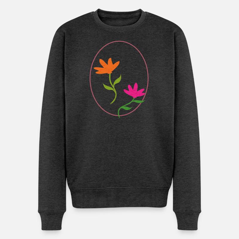 Osterei mit zwei Blumen - Männer Premium Bio Pullover - Anthrazit meliert