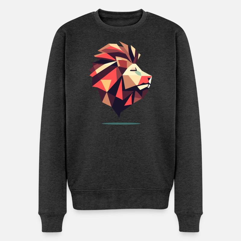 Eckgeometrischer Löwe - Männer Premium Bio Pullover - Anthrazit meliert