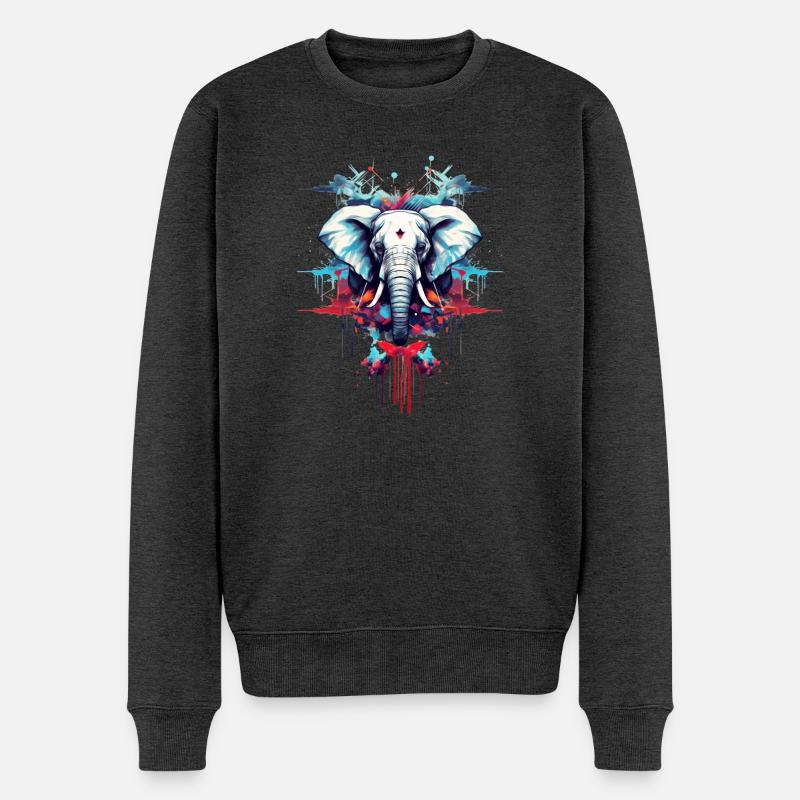 Designer Style Elefant - Männer Premium Bio Pullover - Anthrazit meliert