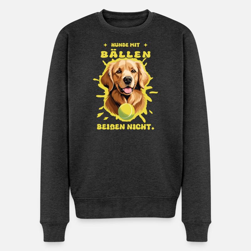 Hunde mit Bällen beißen nicht ! - Männer Premium Bio Pullover - Anthrazit meliert