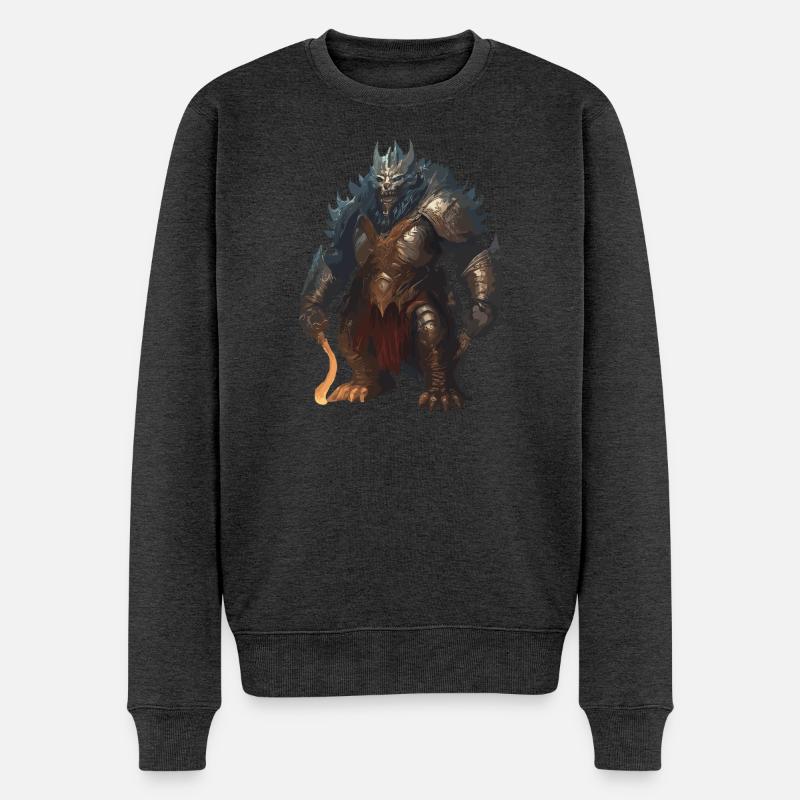 Dämonischer Krieger  - Männer Premium Bio Pullover - Anthrazit meliert