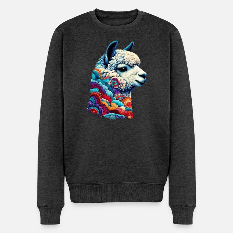 Alpaka - Männer Premium Bio Pullover - Anthrazit meliert
